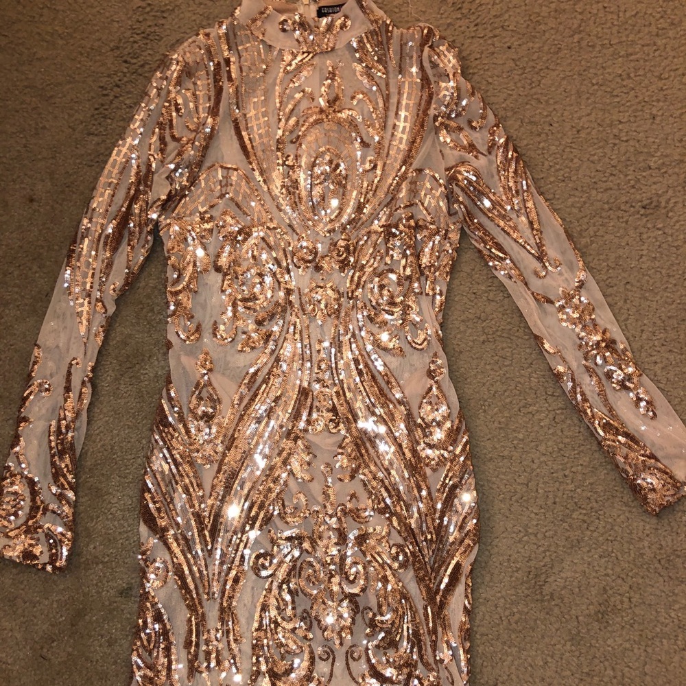Gold sequin mini dress